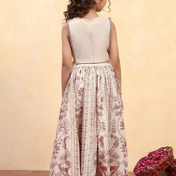 Biba Girls Ethnic Motifs Embroidered Regular Thread Work Pure Cotton Kurta with Skirt & With Dupatta image 2