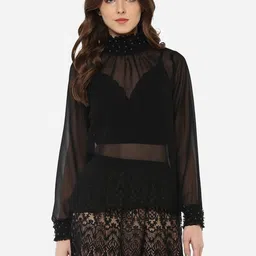 Porsorte Women Embellished Blouson Top-image-3