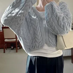 StyleCast x Revolte Self Design Shawl Collar Front-Open Sweater-picture-14