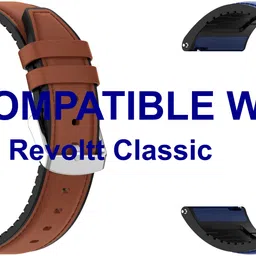 ACM WSM33U22BRBL3775 Pack of 2 Watch Strap Leather Silicone 22mm for Fastrack Revoltt Classic Smartwatch (Brown/Blue) Smart Watch Strap-picture-12