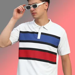 THE CASUALS Men Colourblocked Polo Collar T-shirt-picture-39
