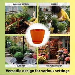 GARDEN'S NEED 5-Pcs Orange Coloured Textured Eco-Friendly Grand Planters image 2