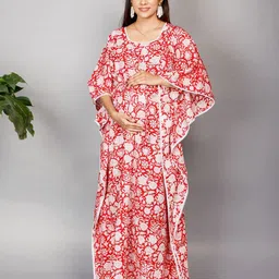 MOTHERHOOD BY SNEHAL Floral Print Flared Sleeve Maternity Kaftan Maxi Dress-picture-29
