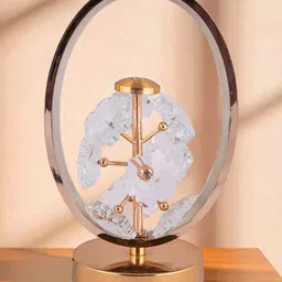 AARVI DECOR STUDIO Gold-Toned Textured Metal Quirky Abstract Shaped Table Lamp with Adjustable Cord image 1