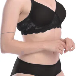 samvar Women Pink,Black Cotton Bra Panty Set for Lingerie Set Undergarments Pack of 2 image 5