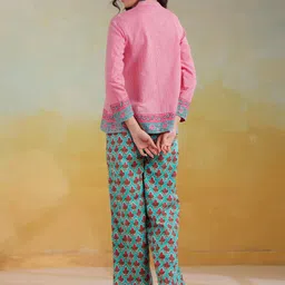 RangDeep Striped Mandarin Collar Pure Cotton Top With Trousers image 5