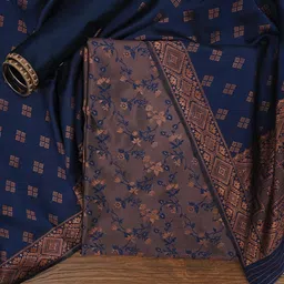 Jaipur Kurti Floral Woven Design Zari Silk Blend Unstitched Dress Material-image-5