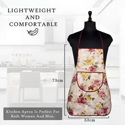 Aura Pack Of 3 Beige & Pink Printed Waterproof Aprons With Front Pocket image 5