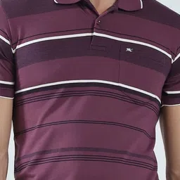 Monte Carlo Men Striped Polo Collar Pockets T-shirt image 5