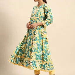 Anouk Women Floral Printed Regular Pure Cotton Kurta with Trousers & With Dupatta image 4