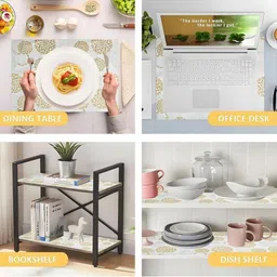 REVEXO White & Gold Printed Water-Resistant Shelf Liner image 4