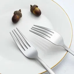 besillia Stainless Steel Forks Cutlery Set for Home, Kitchen & Restaurant (Blue, 8 Pcs) Stainless Steel Dinner Fork Set image 2