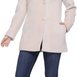 hood culture Tweed Self Design Coat For Women image 5