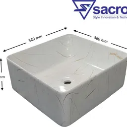 SACROZ Carrara Vein Ceramic Table Top Basin MS-2421 Table Top Basin image 4