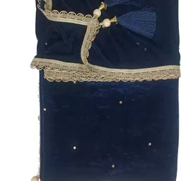 takshvi Velvet Self Design Blue Women Dupatta image 4