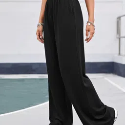 dockstreet Women Striped Black Track Pants image 1