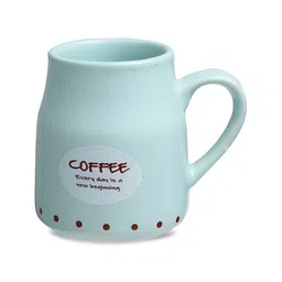 Arrabi Blue & Yellow Handcrafted Printed Stoneware Matte Mugs 220 ml Each image 2