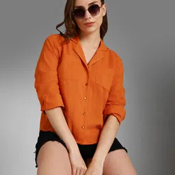 high star Women Regular Fit Solid Lapel Collar Casual Shirt-picture-10