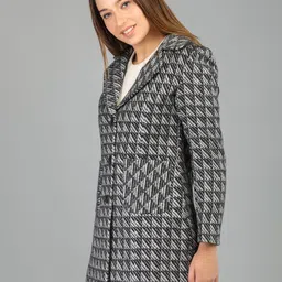 honnete 100 % Polyester Checkered Coat For Women image 3