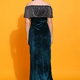 miss haute Women Bodycon Green Maxi/Full Length Dress image 3