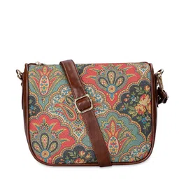 THE CLOWNFISH Garnet Floral Printed Half Moon Sling Bag image 5