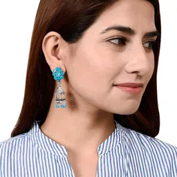 Silvermerc Designs Silver-Plated & Blue Contemporary Drop Earrings image 4