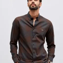 Andamen Brown Cotton Regular Checks Shirt-picture-17