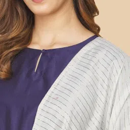 Fabindia Off-White Cotton Striped Dupatta image 5