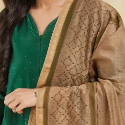 Fabindia Brown Cotton Silk Hand Block Printed Dupatta image 5