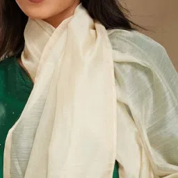 Fabindia Off-White Woven Pattern Stole image 5