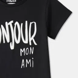 R&B Kids Black Graphic Regular Fit T-Shirt image 3