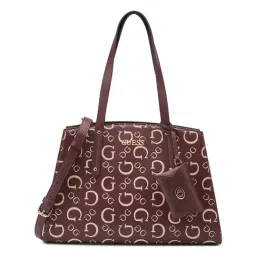 Guess Merlot Multi Printed Nevine Satchel Bag With Pouch-image-78