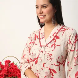 R&B Cream Polyester Floral Print Straight Kurta-picture-33