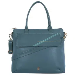 Baggit Lxe Stifle Blue Solid Medium Handbag-image-96