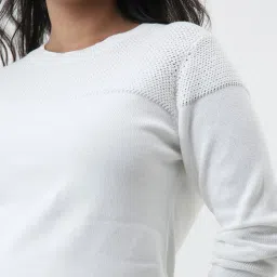 Gia by Westside White Knitted Cotton Sweater image 5