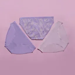 Vero Moda Intimates Purple & Pink Cotton Printed Bikini Panty - Pack Of 3-image-100