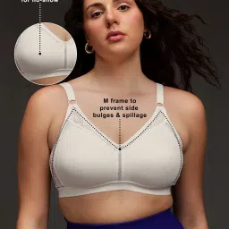 Clovia White Cotton Solid Non-Padded Full Cup Wire Free T-Shirt Bra image 5