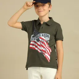 U.S. Polo Assn. Boys Green Brand Printed Regular Fit Polo Shirt-picture-39