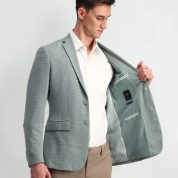 Arrow Medium Green Slim Fit Self Pattern Blazer image 5