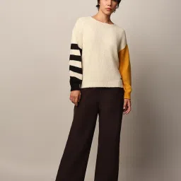 Only Beige Self design Pullover image 5