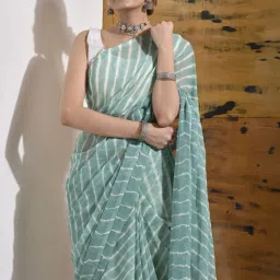 Sutra Attire Jade Green Chiffon Leheriya Saree image 5