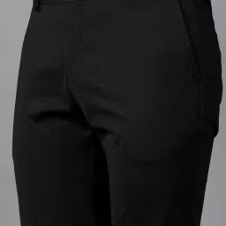Cantabil Black Regular Fit Self Pattern Trousers image 5