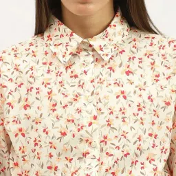 United Colors Of Benetton Beige Pure Cotton Regular Fit Floral Print Shirt image 5