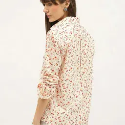 United Colors Of Benetton Beige Pure Cotton Regular Fit Floral Print Shirt image 2