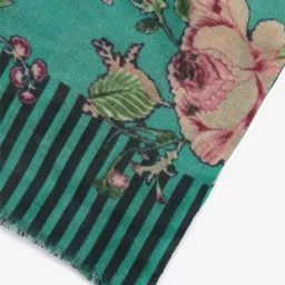 Utsa by Westside Green Floral Printed Woollen Shawl image 5