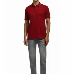 Louis Philippe Red Cotton Slim Fit Polo T-Shirt image 5