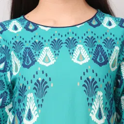 savi india Savi Blue Viscose Rayon A-Line Ethnic Motifs Kurta kurtis image 5