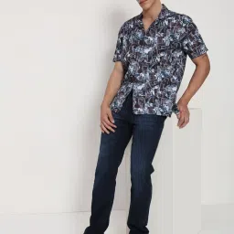 showoffff Showoff Teal Relaxed Fit Abstract Print Shirt image 5