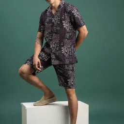 showoffff Showoff Navy Blue Cotton Relaxed Fit Print Co-Ord Set image 5