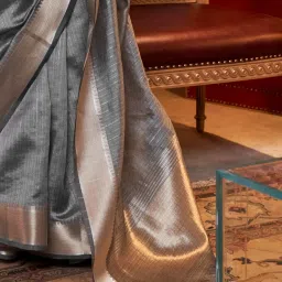 Saree Mall Grey Woven Sarees With Unstitched Blouse image 5